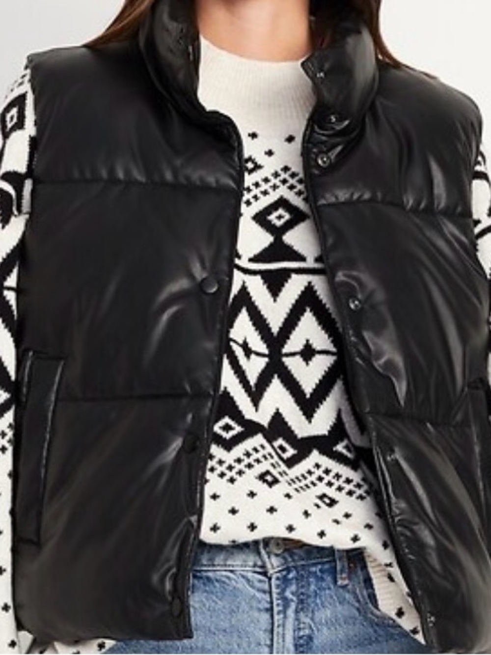 Old Navy Black Quilted Puffer Vest